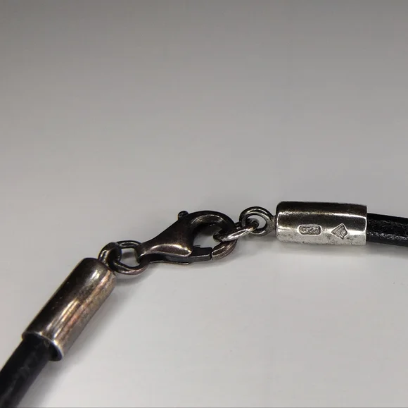 Retired Silpada Petal Ball Pendant Black Leather Cord Necklace 16" S1342 - Picture 3 of 8